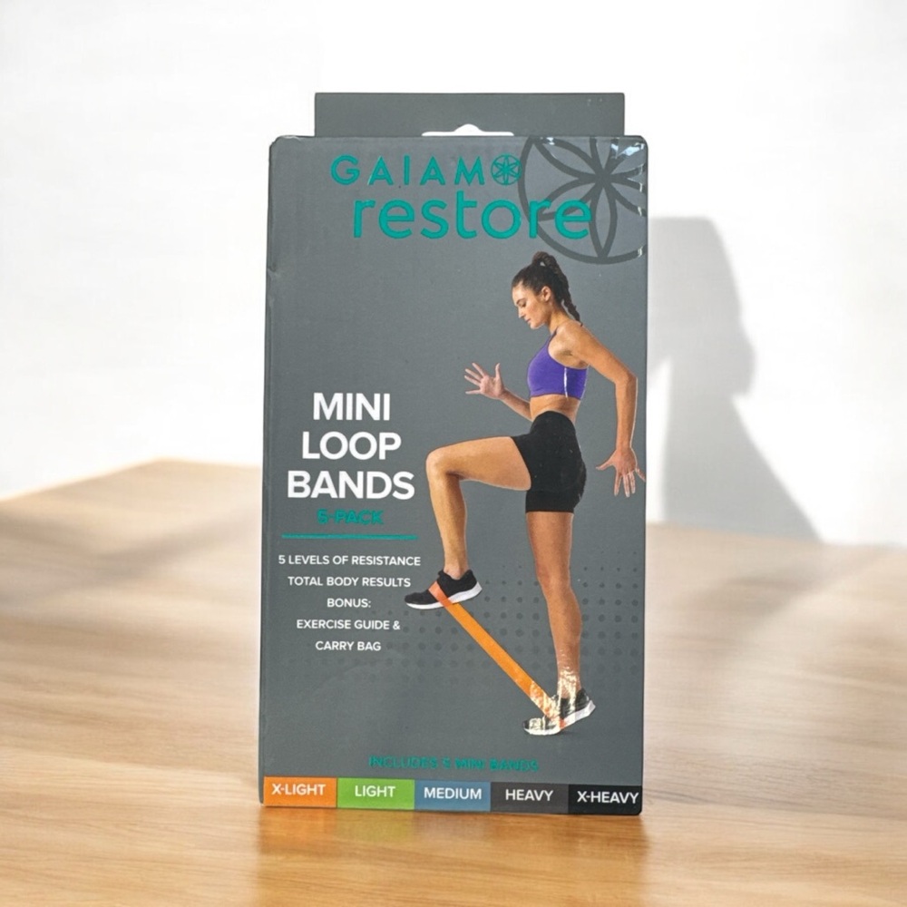 GAIAM Restore Mini Loop Bands - Teal, Purple, Black, Orange